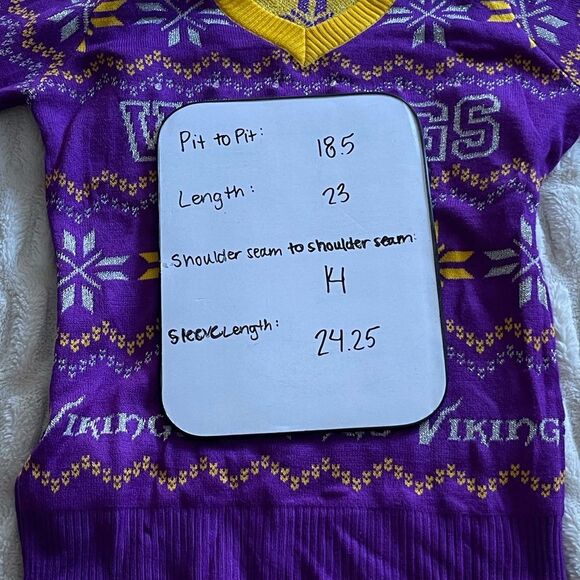 NFL Shop Minnesota Vikings Light Up Ugly Christmas Sweater in Purple/Gold - Picture 6 of 6